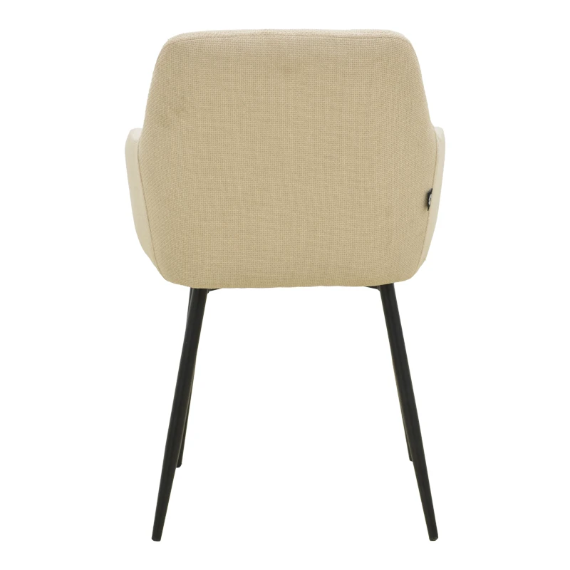 Zerfia chair pakoworld beige fabric-black metal leg 43x59.5x85cm
