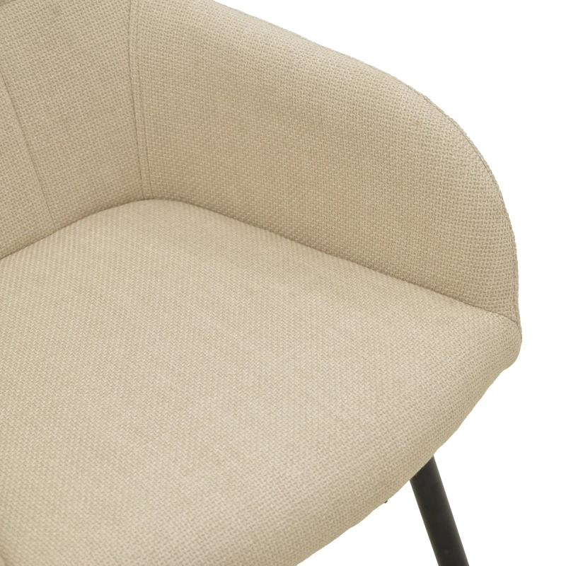Zerfia chair pakoworld beige fabric-black metal leg 43x59.5x85cm