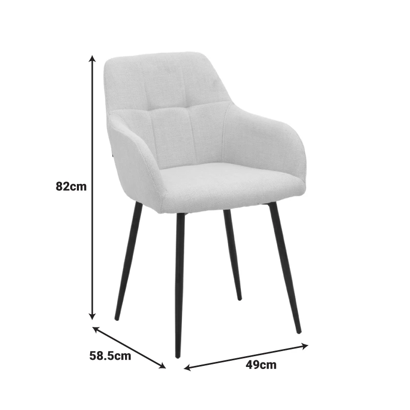 Zerfia chair pakoworld beige fabric-black metal leg 43x59.5x85cm