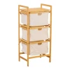 Floor shelf Hanev pakoworld bamboo-fabric in natural-beige color 44x33x96cm