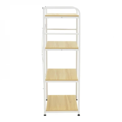 Ραφιέρα επιδαπέδια Depo pakoworld μέταλλο λευκό-mdf σε φυσική απόχρωση 60x40x120εκ