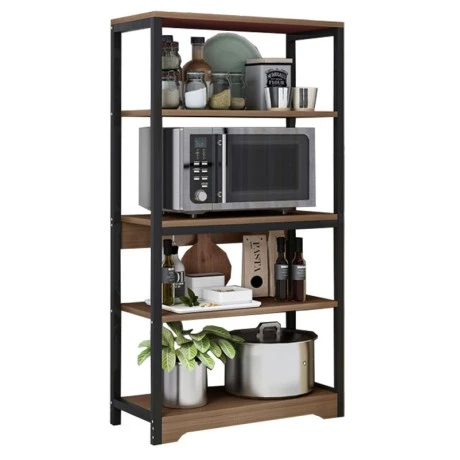 Floor sfelf unit Obra pakoworld metallic in walnut-black color 60x30x126cm