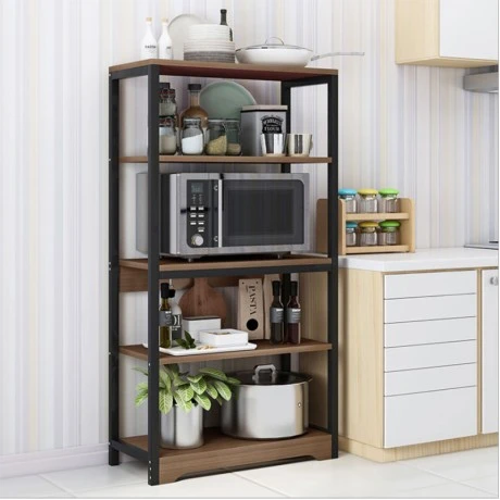 Floor sfelf unit Obra pakoworld metallic in walnut-black color 60x30x126cm