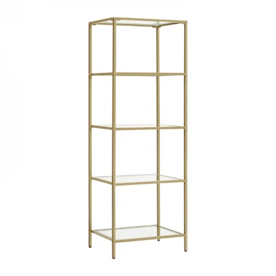 Ραφιέρα μεταλλική με γυάλινη επιφάνεια Letus pakoworld σε χρυσή απόχρωση 40x30x125εκ