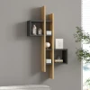 Ραφιέρα τοίχου Garel pakoworld σε oak-ανθρακί απόχρωση 53,8x19,6x108εκ
