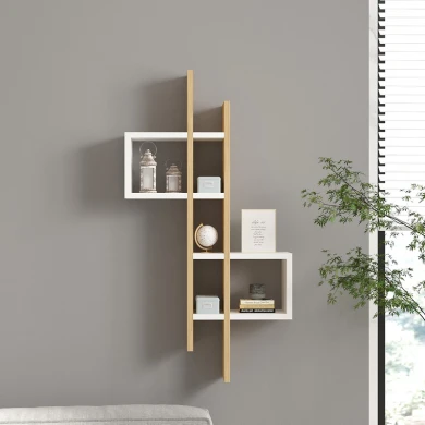 Ραφιέρα τοίχου Garel pakoworld σε oak-λευκή απόχρωση 53,8x19,6x108εκ