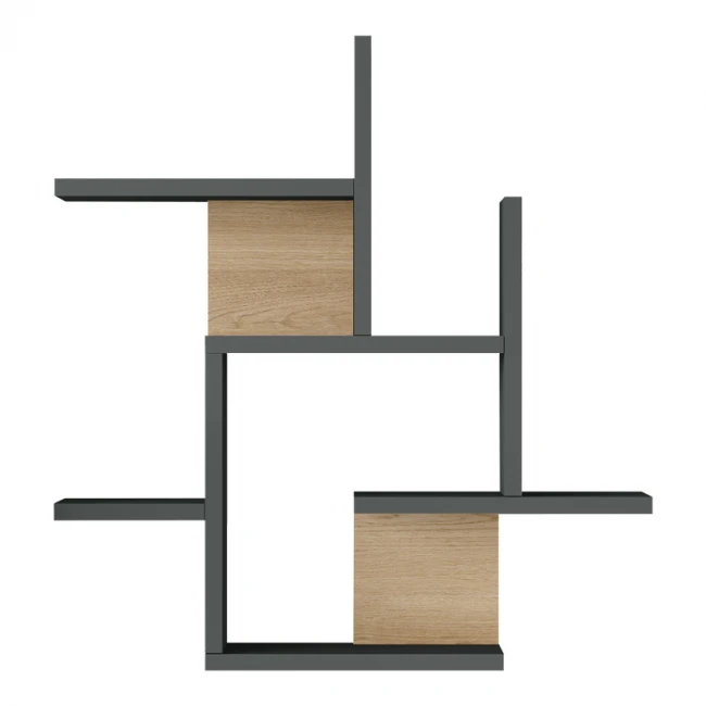 Ραφιέρα τοίχου Nogara pakoworld σε φυσική-ανθρακί απόχρωση 62.6x14.5x66.2εκ