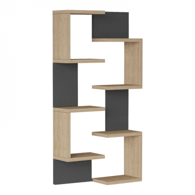 Ραφιέρα τοίχου Pomar pakoworld σε φυσική-ανθρακί απόχρωση 47.2x14.5x92.5εκ