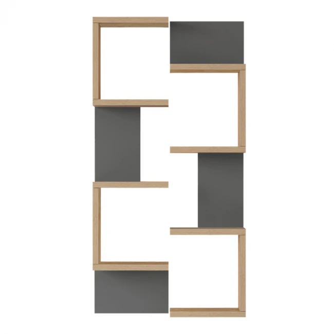 Ραφιέρα τοίχου Pomar pakoworld σε φυσική-ανθρακί απόχρωση 47.2x14.5x92.5εκ