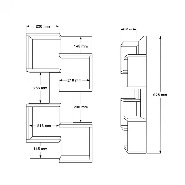 Ραφιέρα τοίχου Pomar pakoworld σε φυσική-ανθρακί απόχρωση 47.2x14.5x92.5εκ