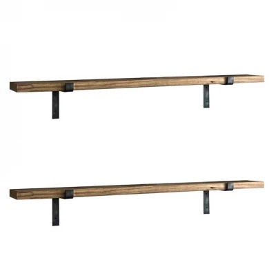 Wall Shelf 2 pcs PWF-0314 pakoworld walnut - black 60x14x16cm