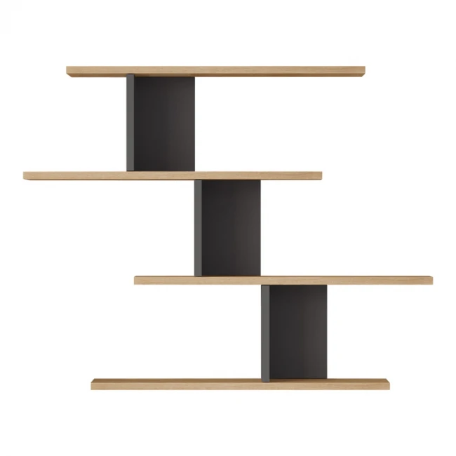 Ραφιέρα τοίχου Zaka pakoworld σε φυσική-ανθρακί απόχρωση 98.7x14.5x78εκ