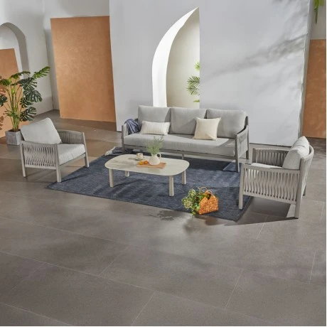 Feralda pakoworld outdoor lounge beige aluminum-rope with light gray fabric