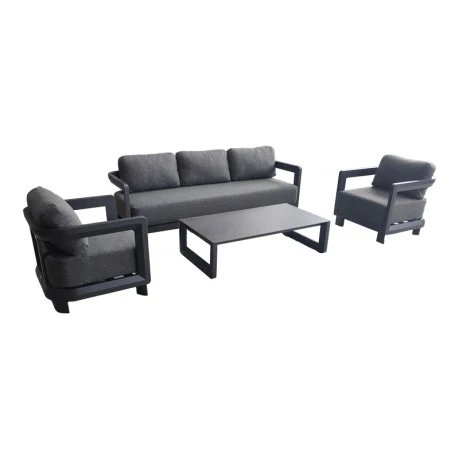 Jenora pakoworld outdoor lounge dark grey aluminum with dark grey fabric