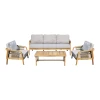 Σαλόνι εξωτερικού χώρου Malibu III pakoworld ξύλο ακακίας με σχοινί σε φυσική απόχρωση και μπεζ μαξιλάρια
