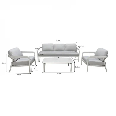 Σαλόνι εξωτερικού χώρου Marlena pakoworld μπεζ αλουμίνιο με ύφασμα σε απόχρωση ανοιχτό γκρι