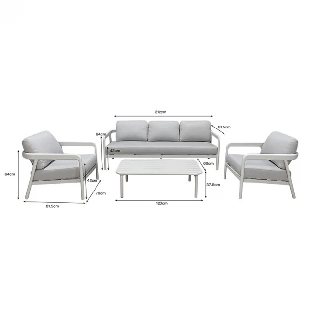 Σαλόνι εξωτερικού χώρου Marlena pakoworld μπεζ αλουμίνιο με ύφασμα σε απόχρωση ανοιχτό γκρι