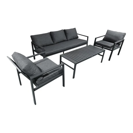 Gardenly Ι pakoworld lounge set 4pcs aluminum in anthracite color with anthracite cushions