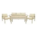 Gardenly Ι pakoworld lounge set 4pcs aluminum in cappuccino color with grey-beige cushions