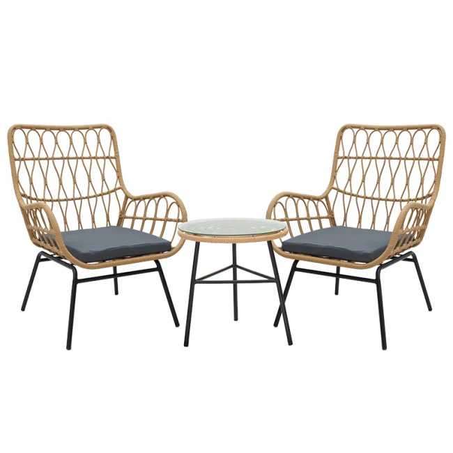 Garden lounge set 3pcs Gaus pakoworld pe natural-metal black