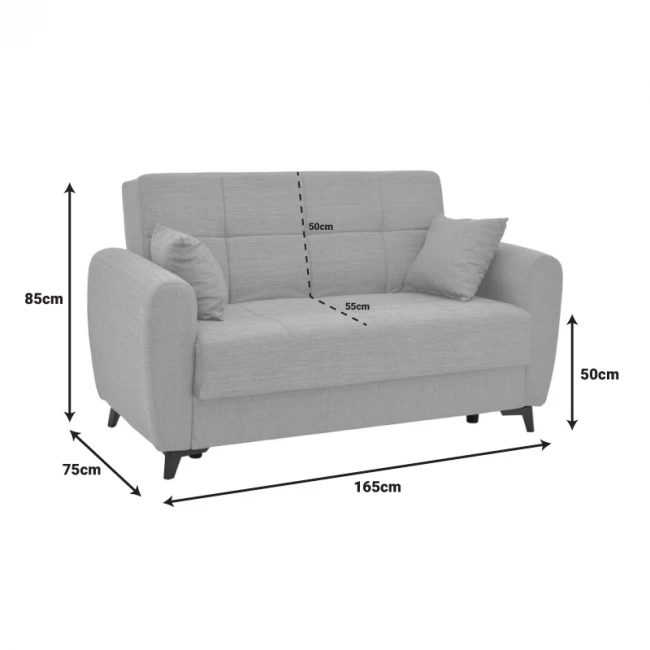 Σετ σαλονιού 2τεμ Lincoln pakoworld ύφασμα σε ανοιχτή γκρι απόχρωση