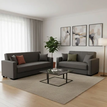 Living room set 2 pcs Vox pakoworld fabric in anthracite shade