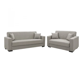 Living room set 2 pieces Vox pakoworld fabric in gray -beige shade