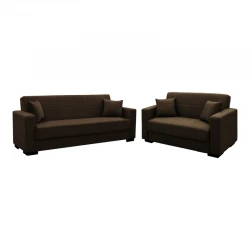 Σετ σαλονιού 2τεμ Vox pakoworld ύφασμα σε καφέ απόχρωση