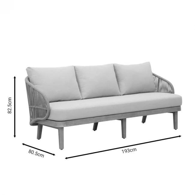 Σετ σαλονιού 4τμχ Peregine pakoworld μασίφ ξύλο ευκαλύπτου-μπεζ ύφασμα