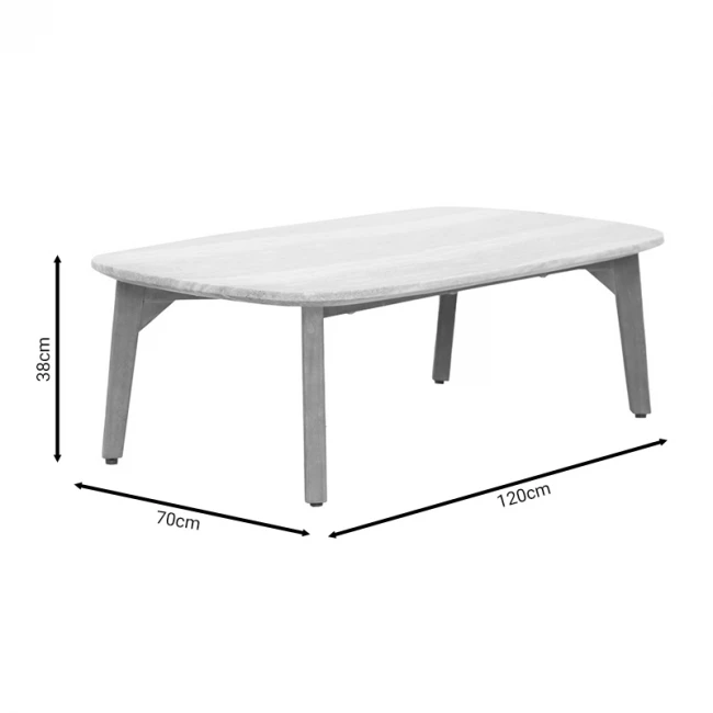 Σετ σαλονιού 4τμχ Peregine pakoworld μασίφ ξύλο ευκαλύπτου-μπεζ ύφασμα