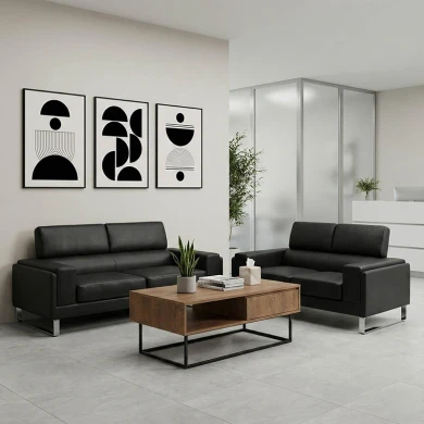 Σετ σαλονιού Shea pakoworld 2τεμ pu σε μαύρη απόχρωση