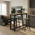 Σετ τραπέζι μπαρ Marle pakoworld 3τμχ sonoma-μαύρο πόδι 120x40x100εκ