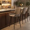 Bar Stool Delicacy metal black legs-fabric antique grey-brown color