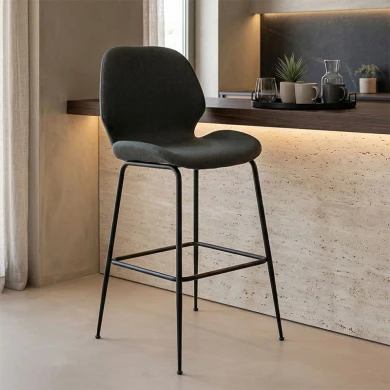Bar Stool Impel metal black legs-fabric dark grey