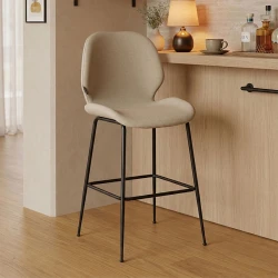 Bar Stool Impel metal black legs-fabric beige