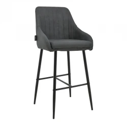 Bar Stool Patrin dark grey color pu-metal leg in black color