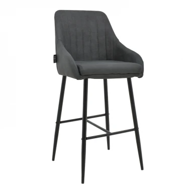 Bar Stool Patrin dark grey color pu-metal leg in black color