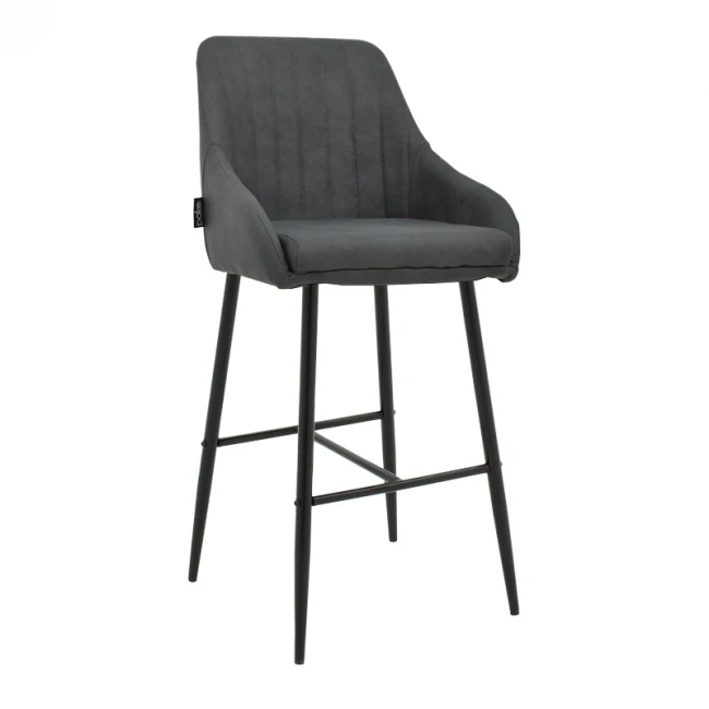 Bar Stool Patrin dark grey color pu-metal leg in black color
