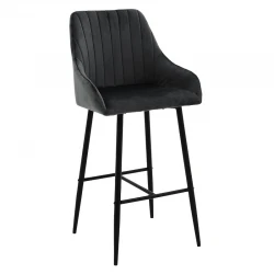 Bar Stool Patrin metal black legs - velvet black color