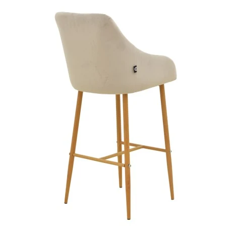 Bar stool Patrin pakoworld beige velvet-natural color metal 49x48x98cm