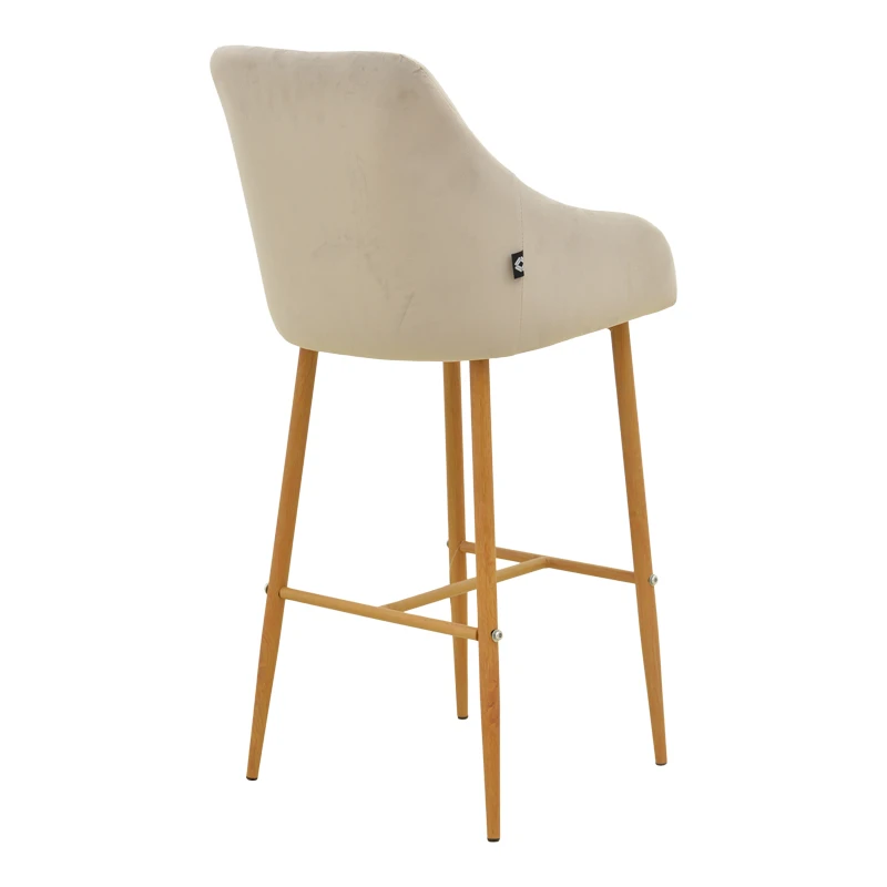 Bar stool Patrin pakoworld beige velvet-natural color metal 49x48x98cm