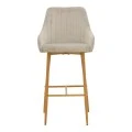 Bar stool Patrin pakoworld beige velvet-natural color metal 49x48x98cm