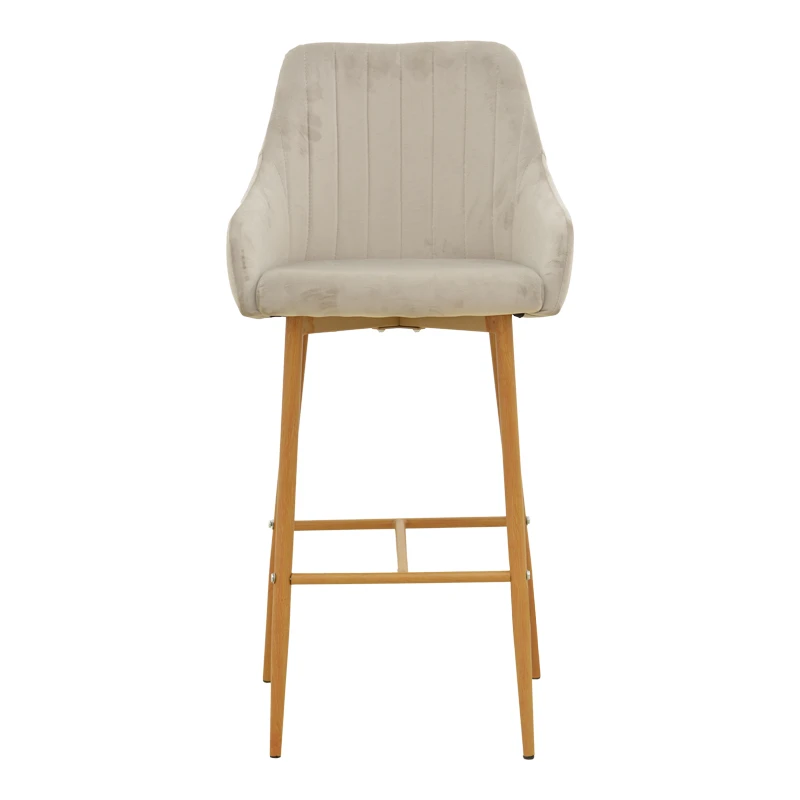 Bar stool Patrin pakoworld beige velvet-natural color metal 49x48x98cm