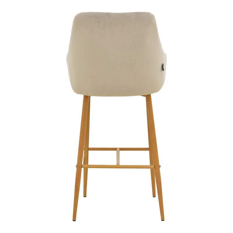 Bar stool Patrin pakoworld beige velvet-natural color metal 49x48x98cm