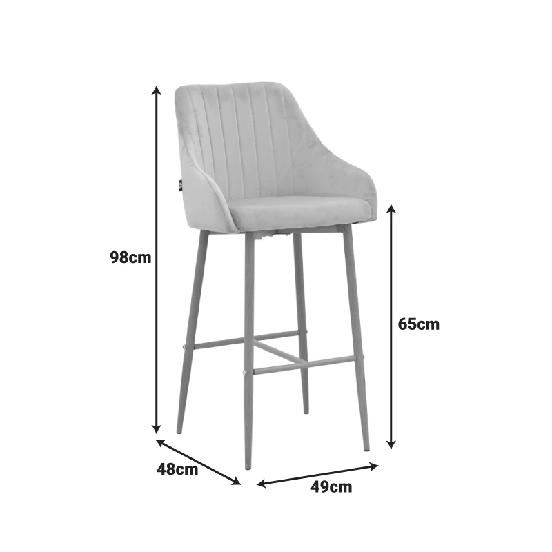 Bar stool Patrin pakoworld beige velvet-natural color metal 49x48x98cm