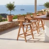 Bar stool with arms Winslow pakoworld wood rubberwood light walnut-pvc rattan natural-fabric gray