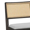 Bar stool Winslow pakoworld wood rubberwood black-pvc rattan natural-fabric gray