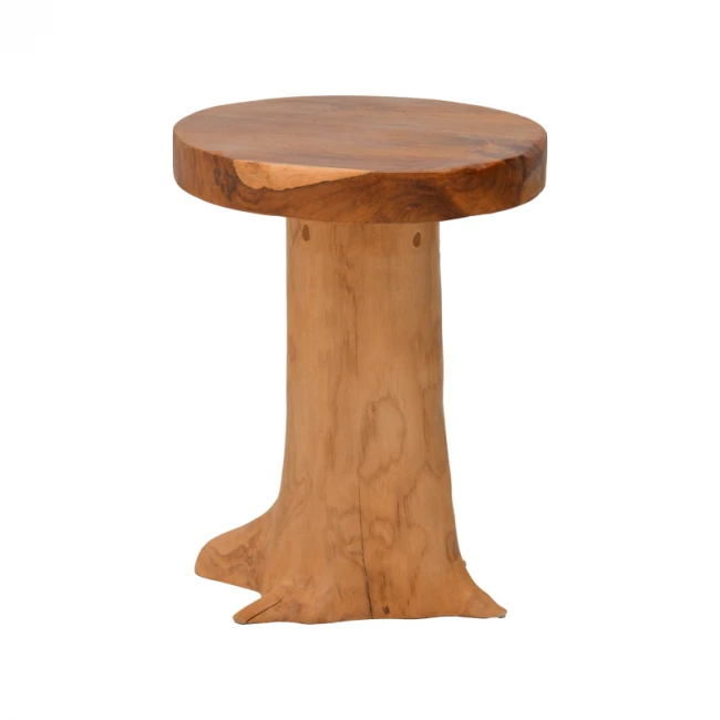 Σκαμπό Feranto pakoworld teak ξύλο σε φυσική απόχρωση Φ35x45εκ