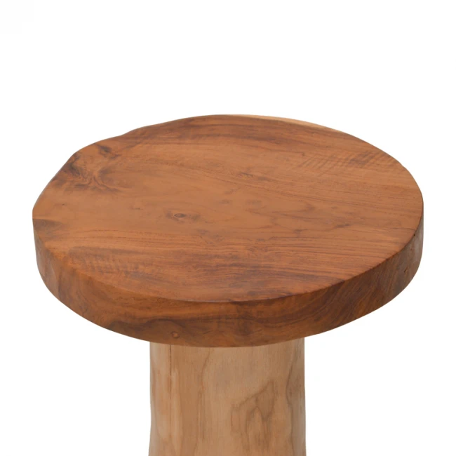 Σκαμπό Feranto pakoworld teak ξύλο σε φυσική απόχρωση Φ35x45εκ