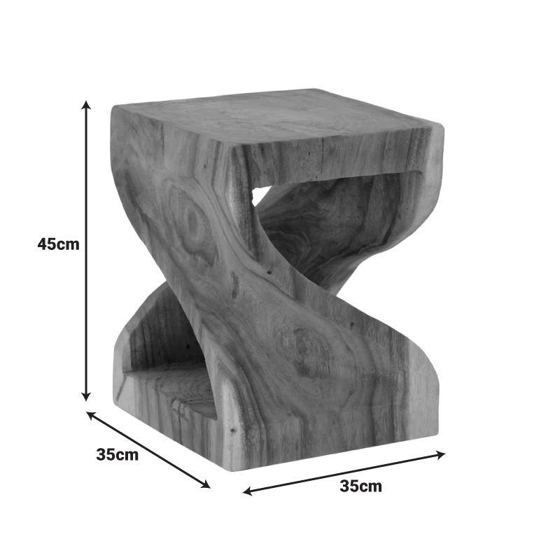Stool Hourian I pakoworld suar wood in walnut color 35x35x45cm